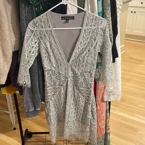 For Love And Lemons Silver Lace Mini Dress